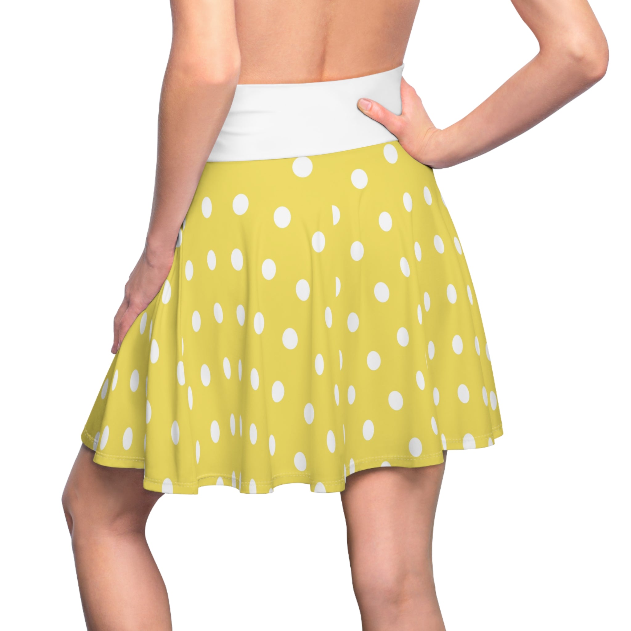 Yellow Polka Dot Skater Skirt — Retro Summer Flowy Skirt