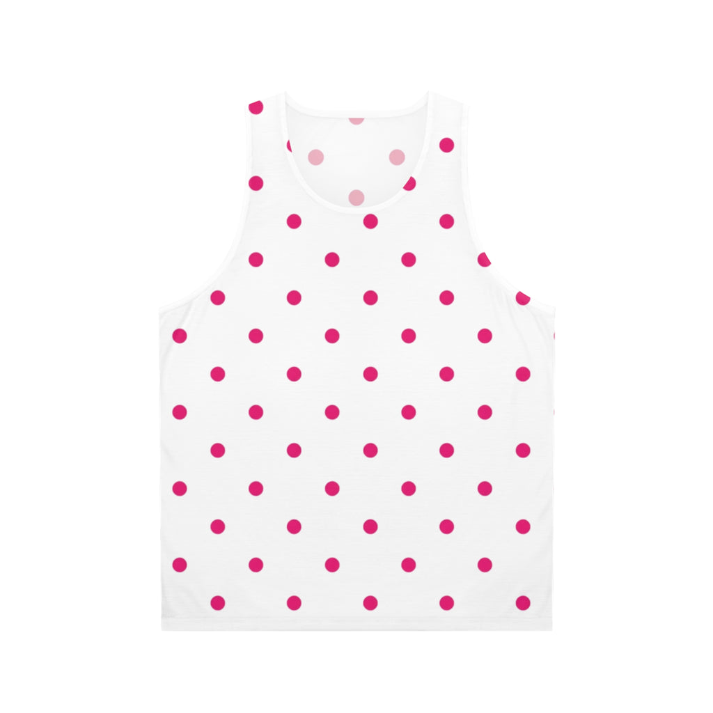 Pink Polka Dot Tank Top — White All-Over Print Summer Tank