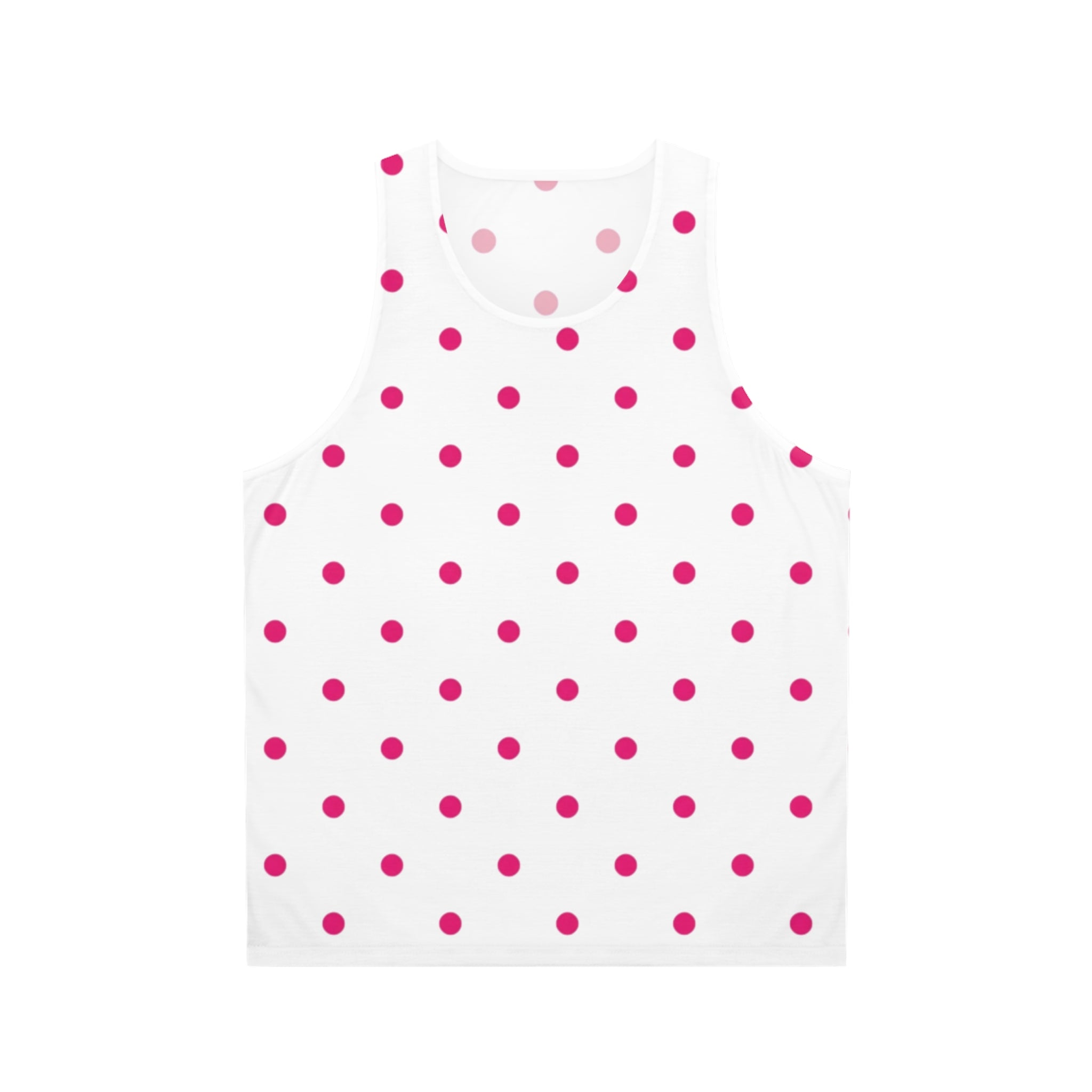 Pink Polka Dot Tank Top — White All-Over Print Summer Tank