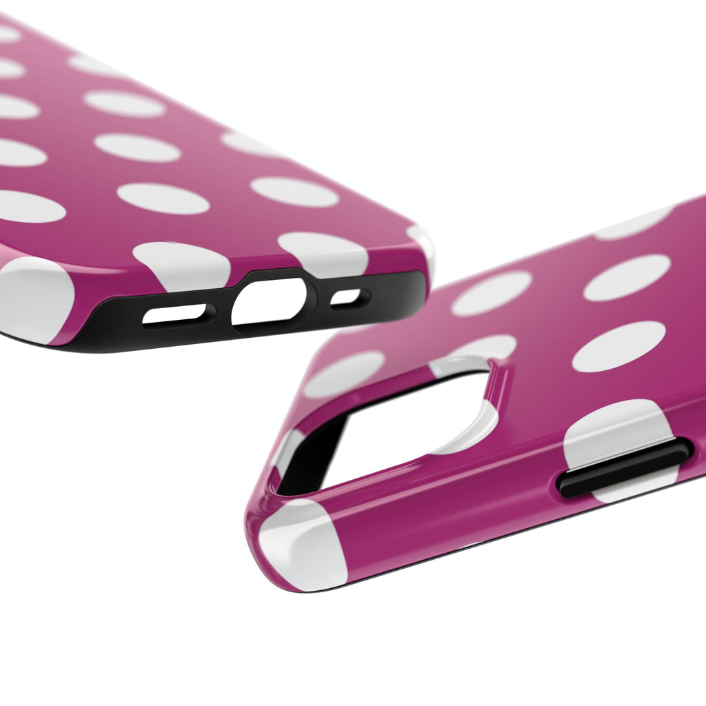 Magenta Polka Dot Tough Phone Case — Durable Protective Cover with White Dots