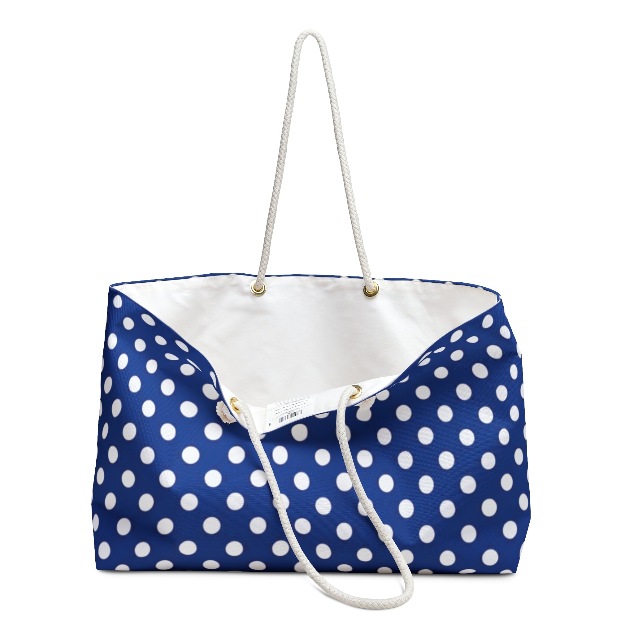 Navy Polka Dot Weekender Bag – Nautical Blue Travel Tote