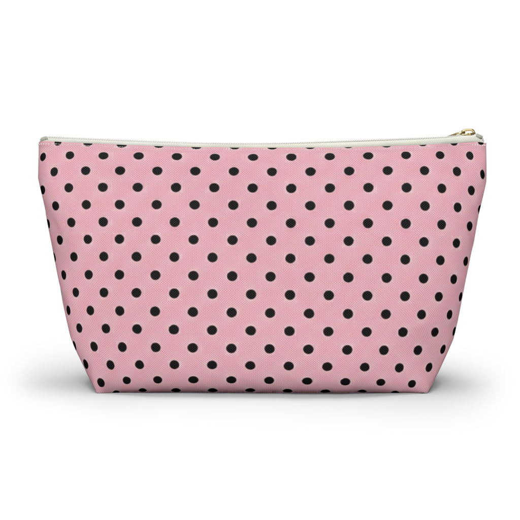 Pretty Glam Galore Pink Polka Dot Accessory Pouch — T‑Bottom Makeup Bag