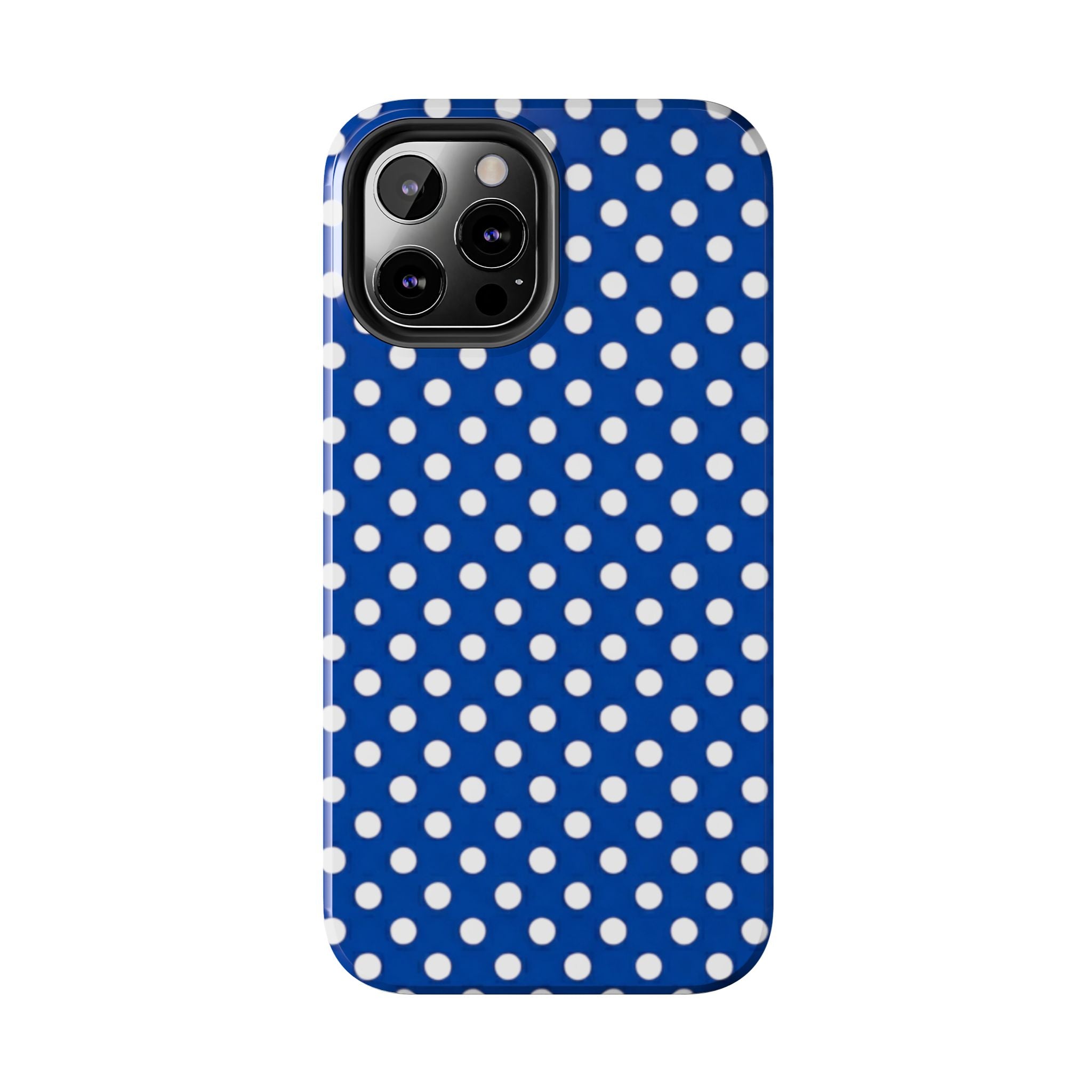 Polka Dot Tough Phone Case — Navy Blue White Dot Protective Phone Cover