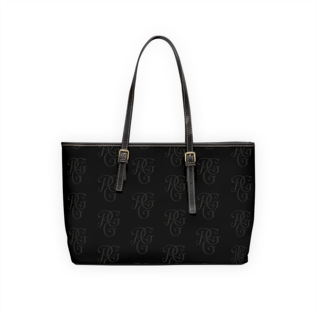 Black PU Leather Monogram Shoulder Bag