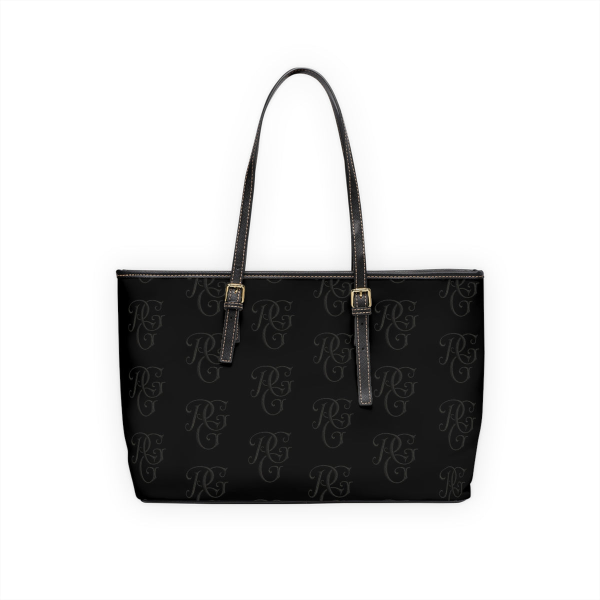 Black PU Leather Monogram Shoulder Bag