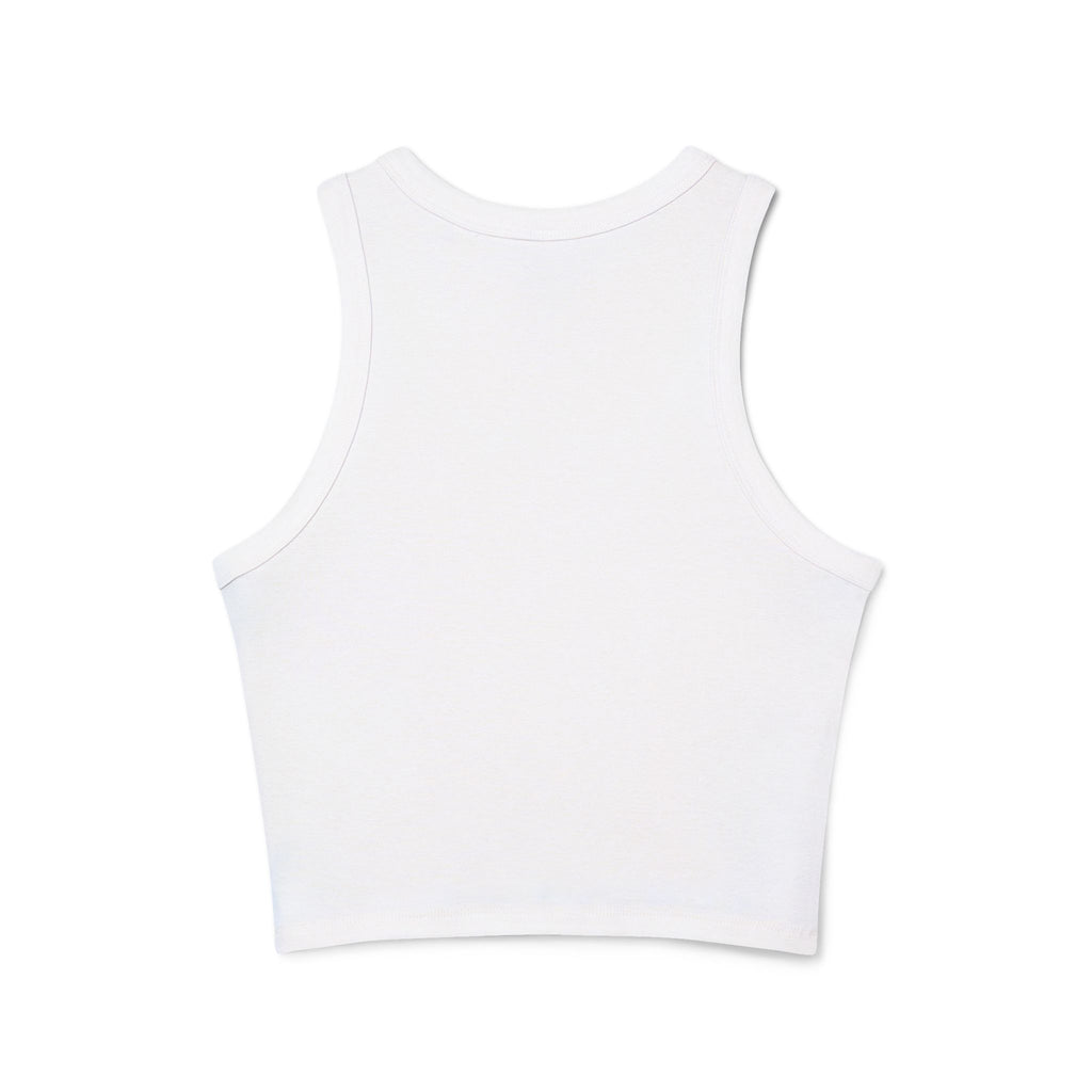 Women's Racer Tank — 'Love Yourself' Heart Micro Rib Crop Top
