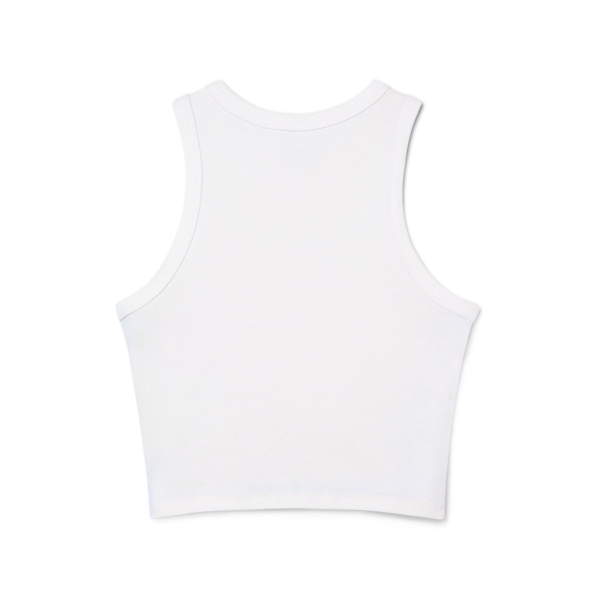 Women's Racer Tank — 'Love Yourself' Heart Micro Rib Crop Top