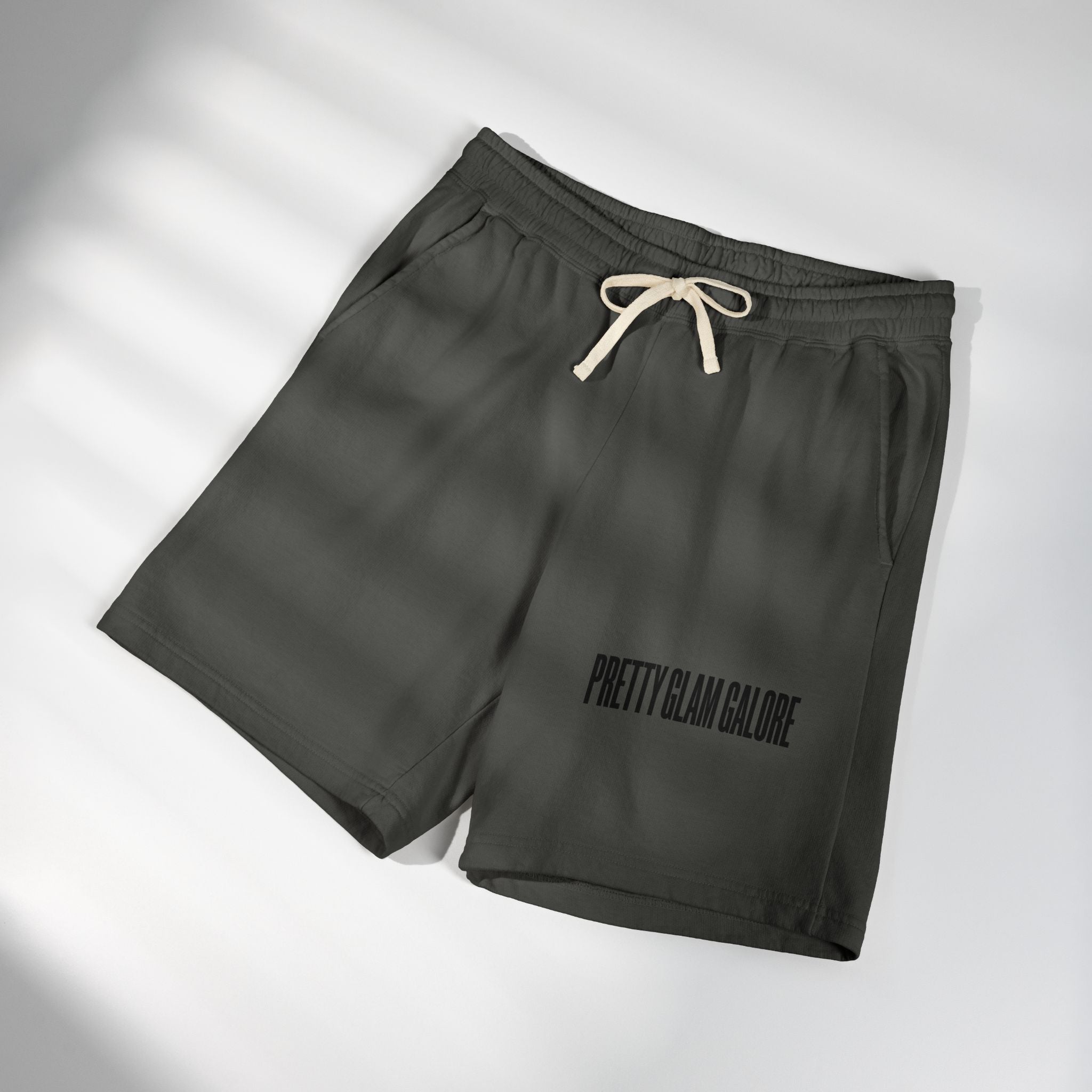 Pretty Glam Galore Fleece Sweat Shorts — Lightweight Garment-Dyed Lounge Shorts