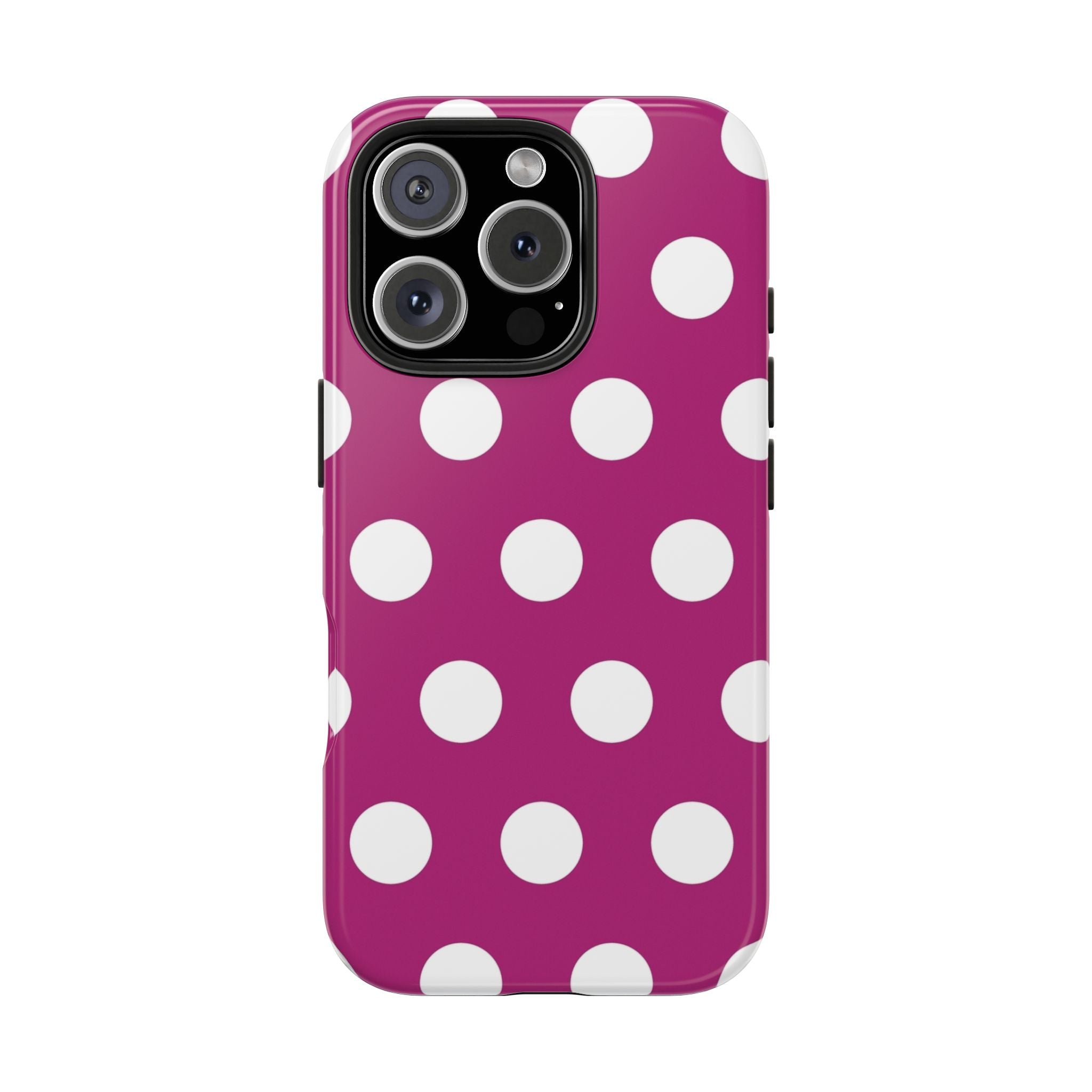 Magenta Polka Dot Tough Phone Case — Durable Protective Cover with White Dots