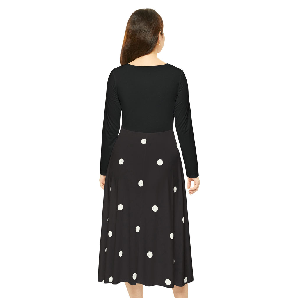 Polka Dot Long Sleeve Dance Dress — Retro Swing Skirt