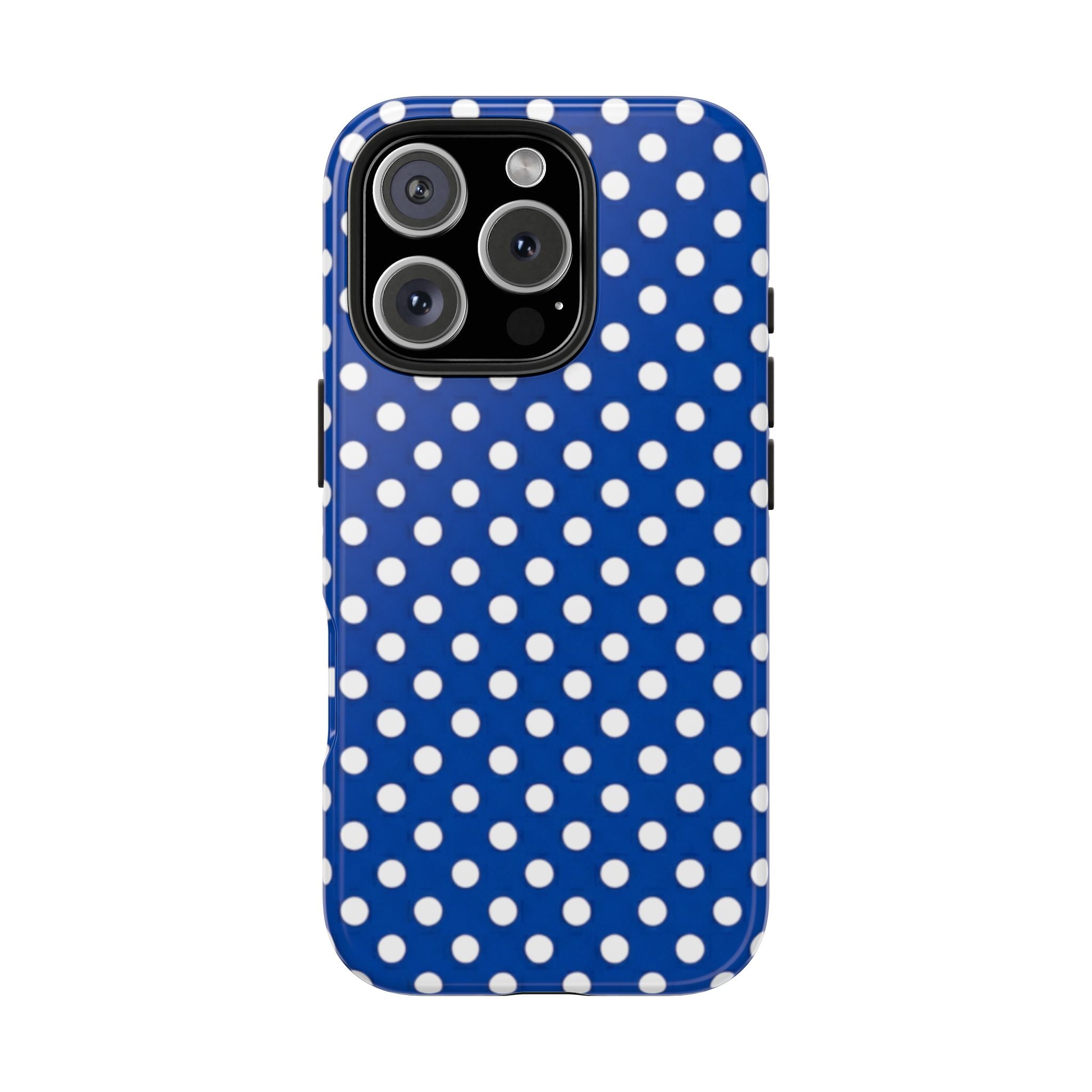 Polka Dot Tough Phone Case — Navy Blue White Dot Protective Phone Cover