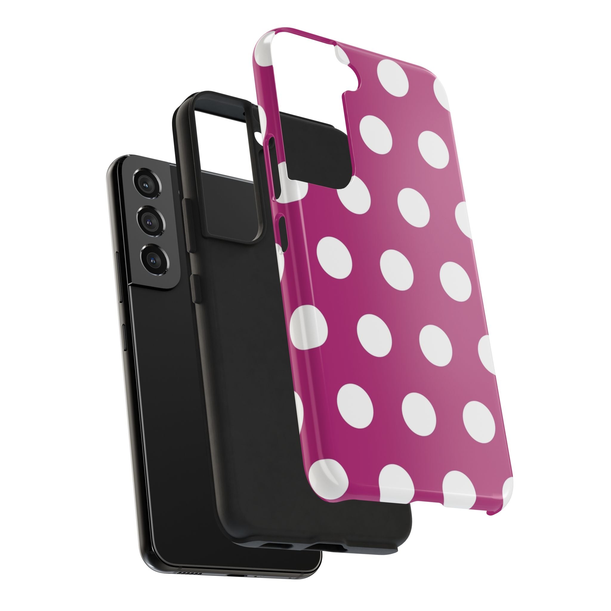 Magenta Polka Dot Tough Phone Case — Durable Protective Cover with White Dots
