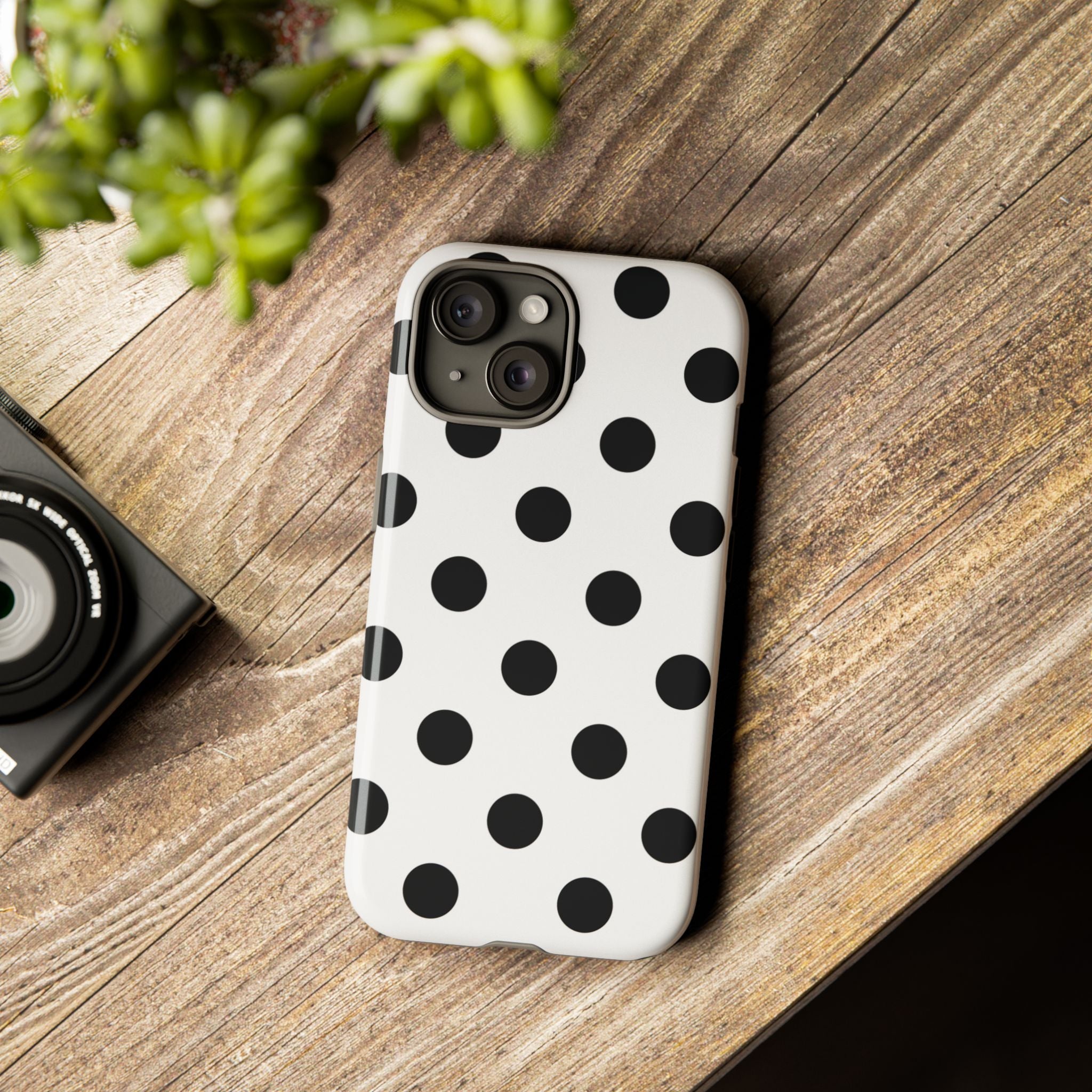 Black Polka Dot Tough Phone Case