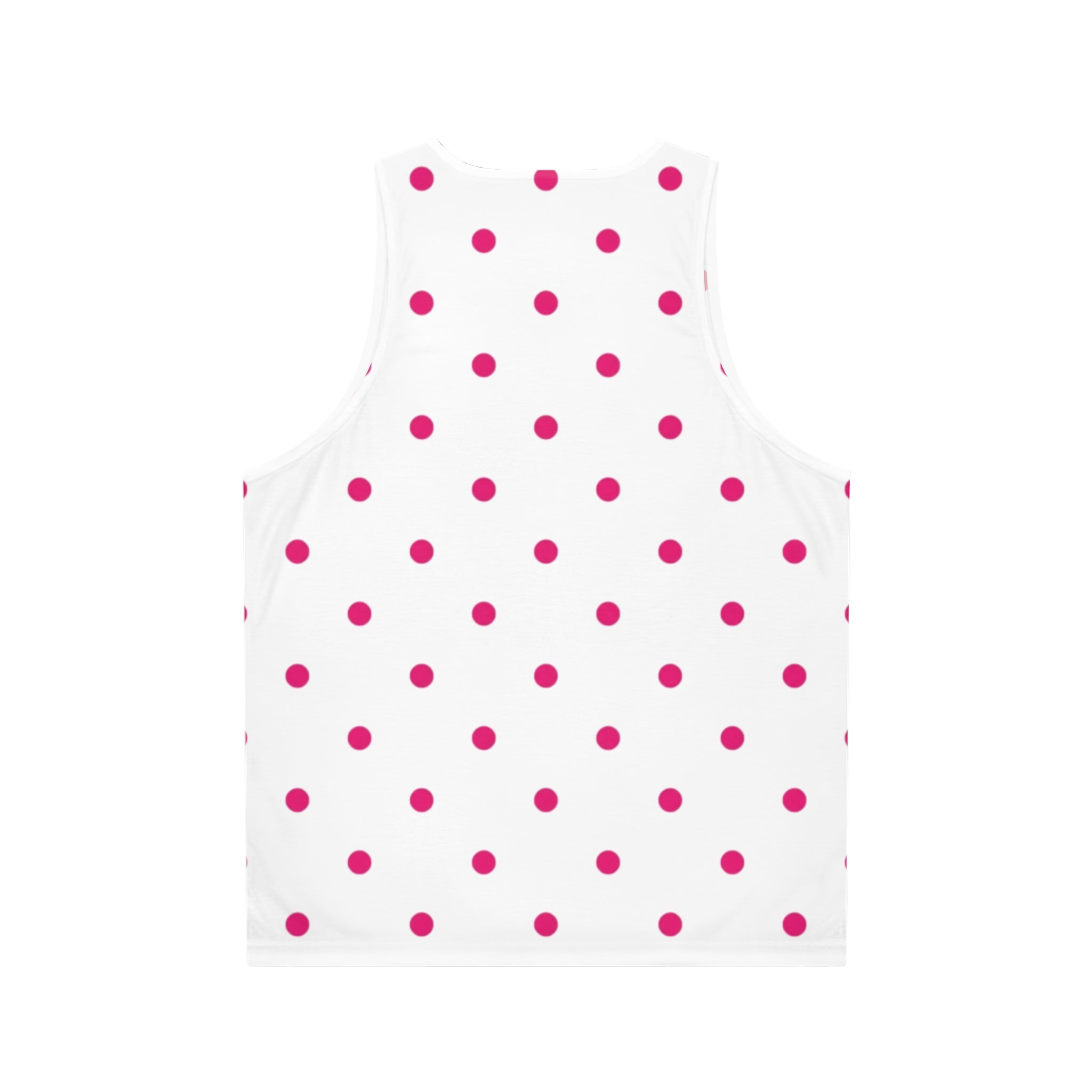 Pink Polka Dot Tank Top — White All-Over Print Summer Tank