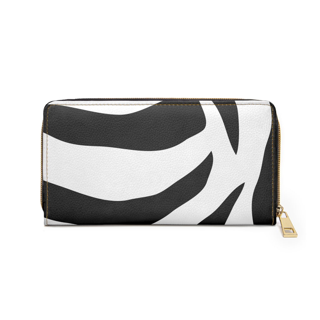 Zebra Print Zipper Wallet – Bold Black and White Animal Stripe Design
