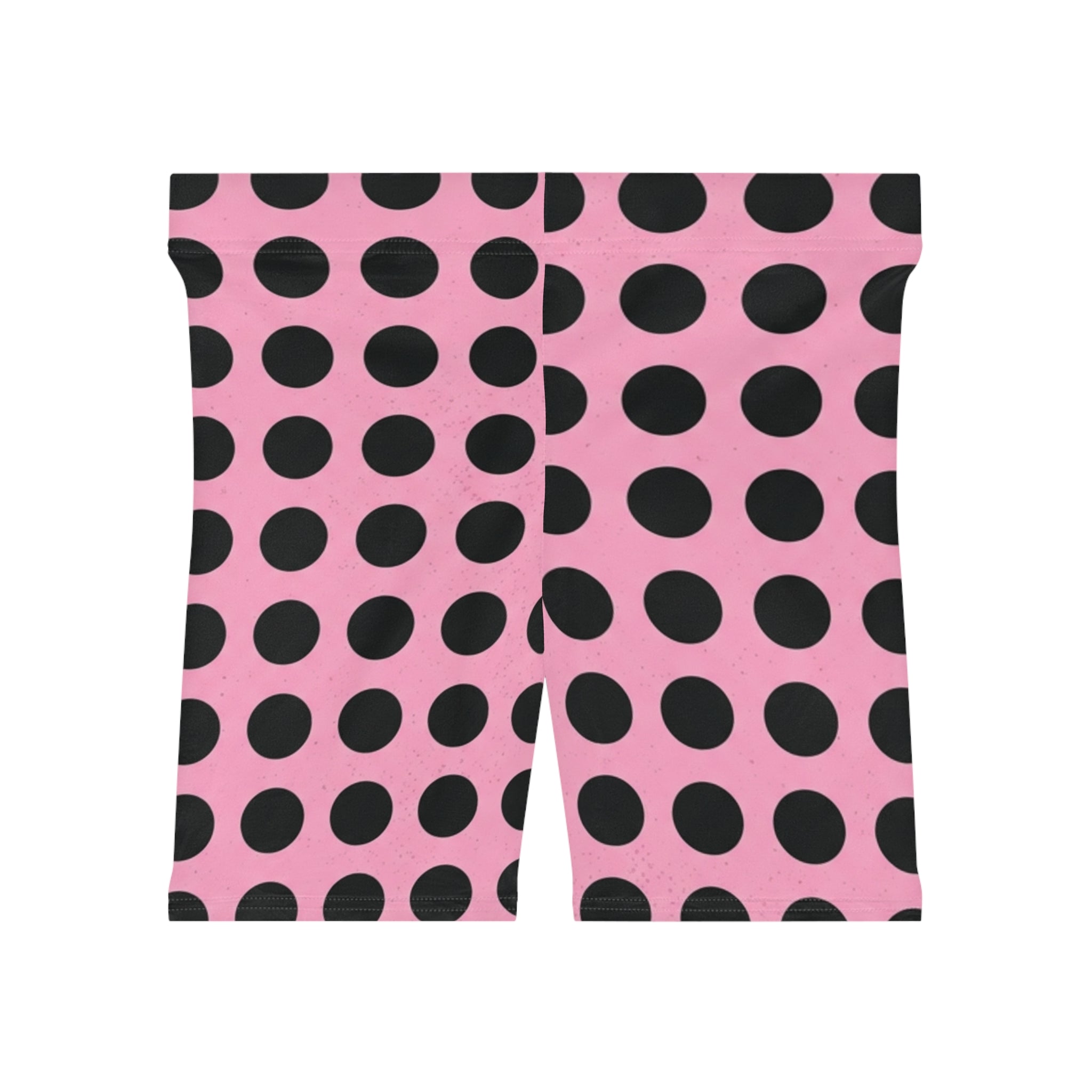 Pink & Black Polka Dot Biker Shorts — Women's Trendy High-Waist Activewear