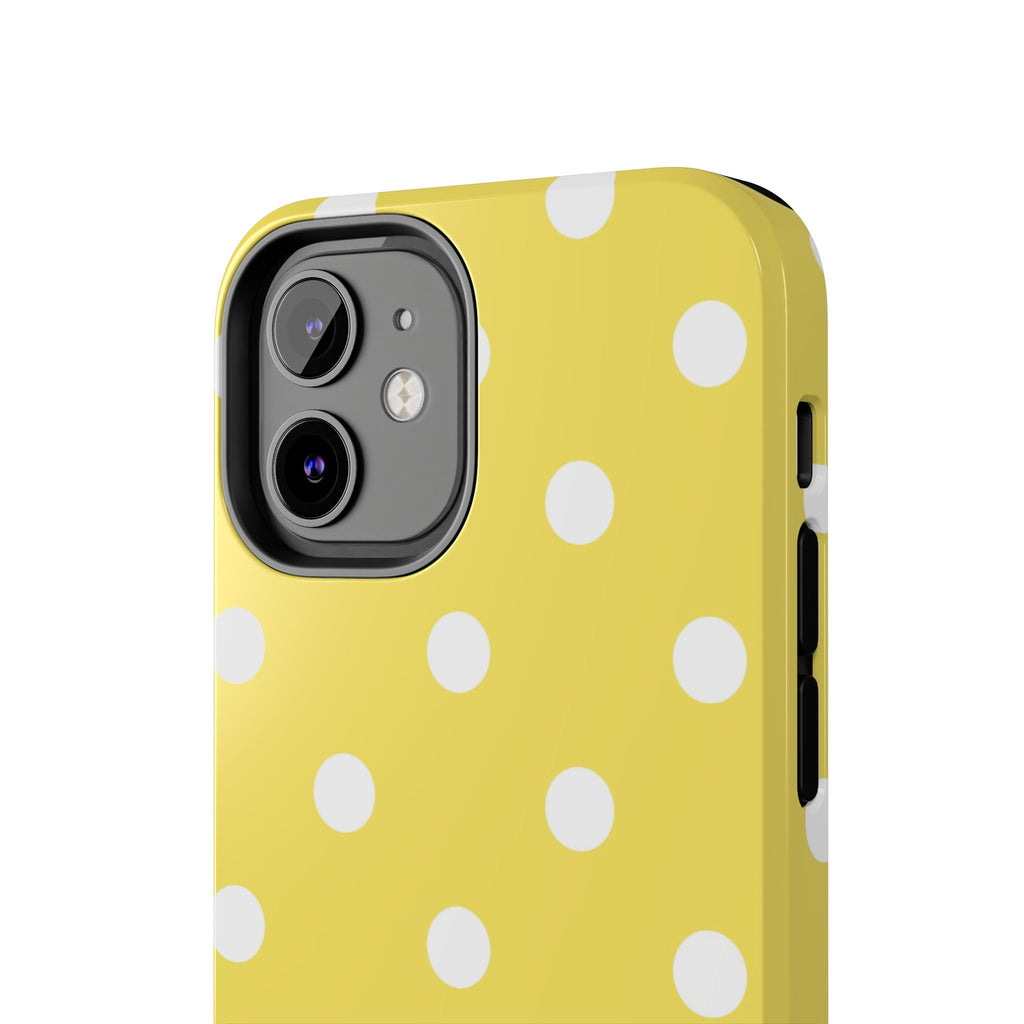 Yellow Polka Dot Tough Phone Case — Cute Protective Phone Cover