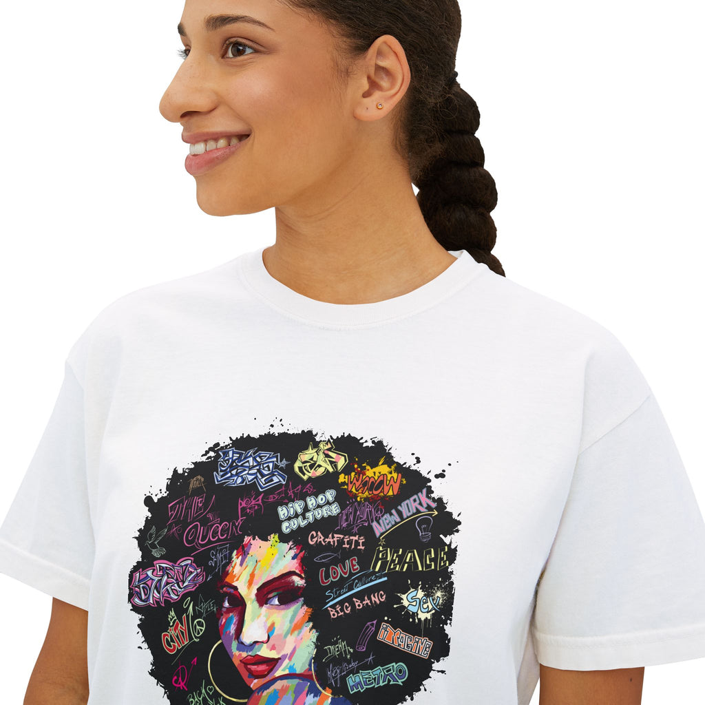 Afro Art Pop Women's Boxy Tee — Empowerment Graphic Tee