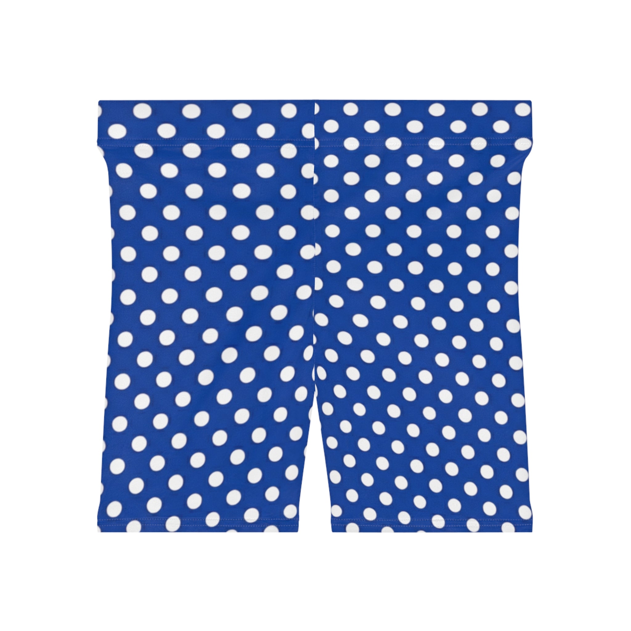 Blue Polka Dot Biker Shorts — Women's Stretch Cycling & Workout Shorts