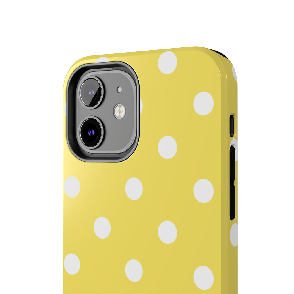 Yellow Polka Dot Tough Phone Case — Cute Protective Phone Cover