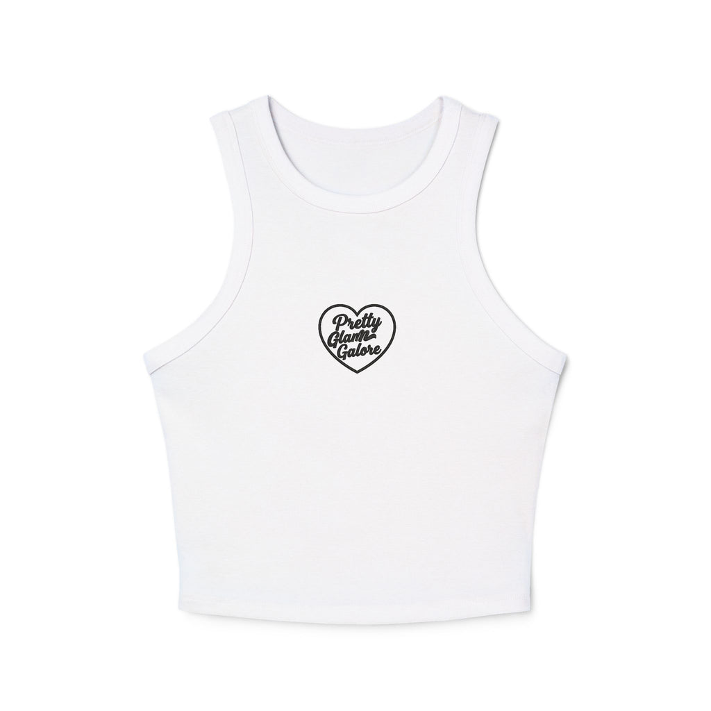 Women's Racer Tank — 'Love Yourself' Heart Micro Rib Crop Top