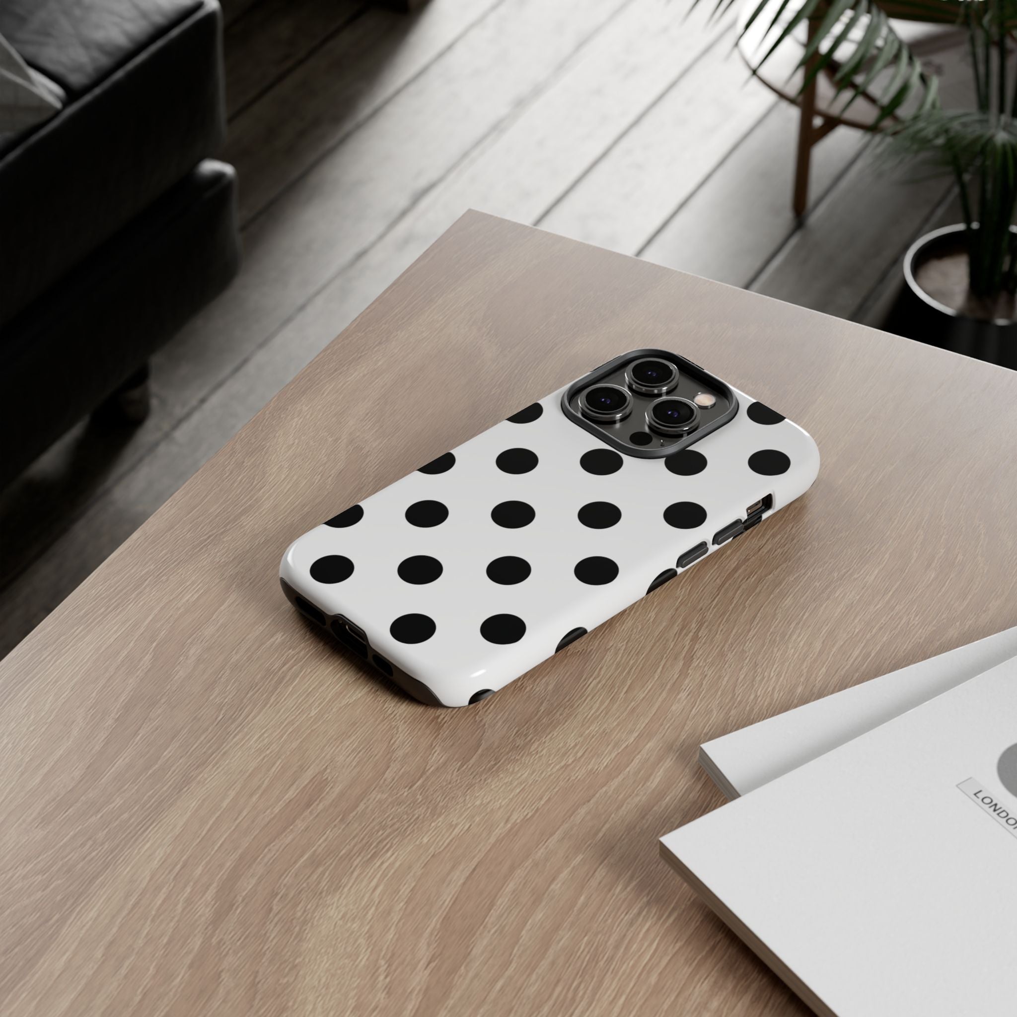 Black Polka Dot Tough Phone Case