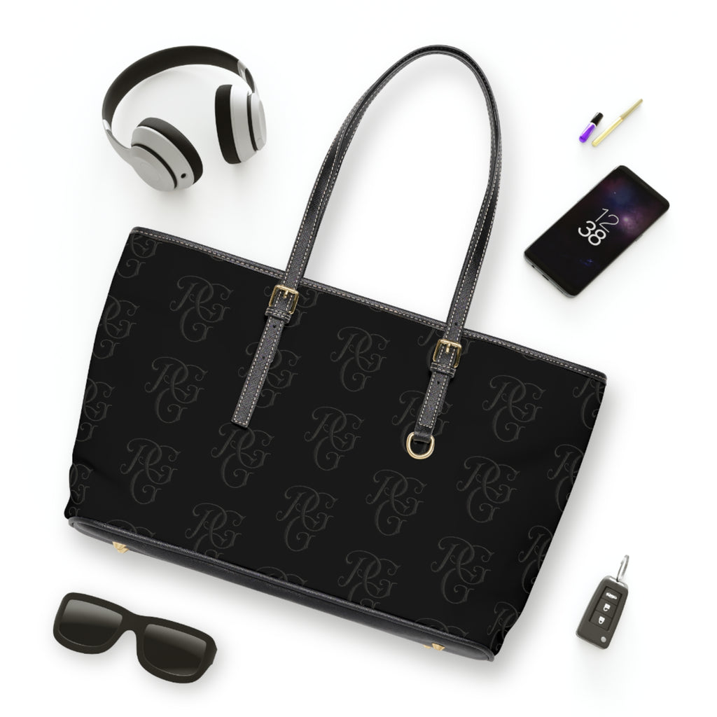 Black PU Leather Monogram Shoulder Bag
