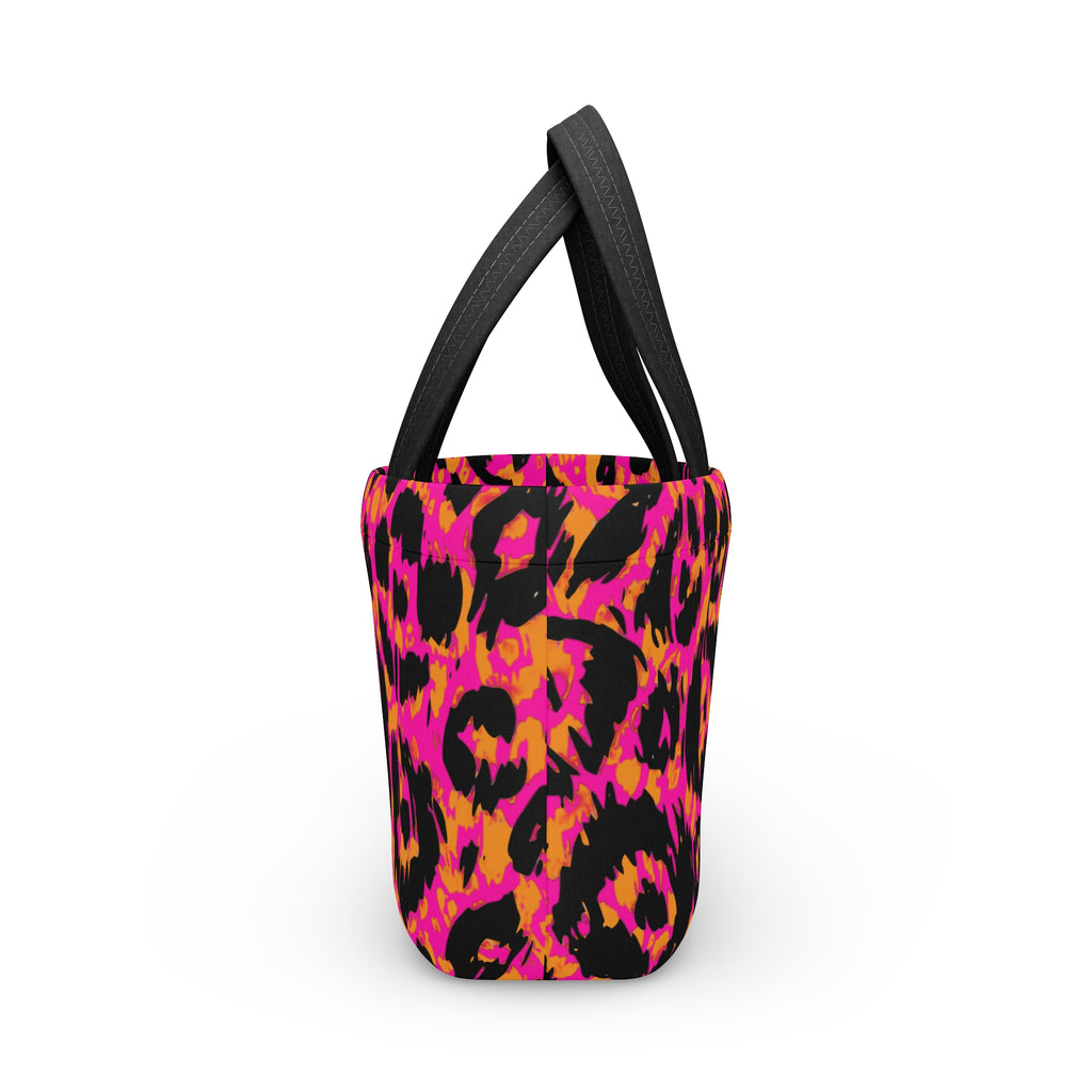 A Hot Pink & Orange Animal Print Insulated Tote/lunch bag