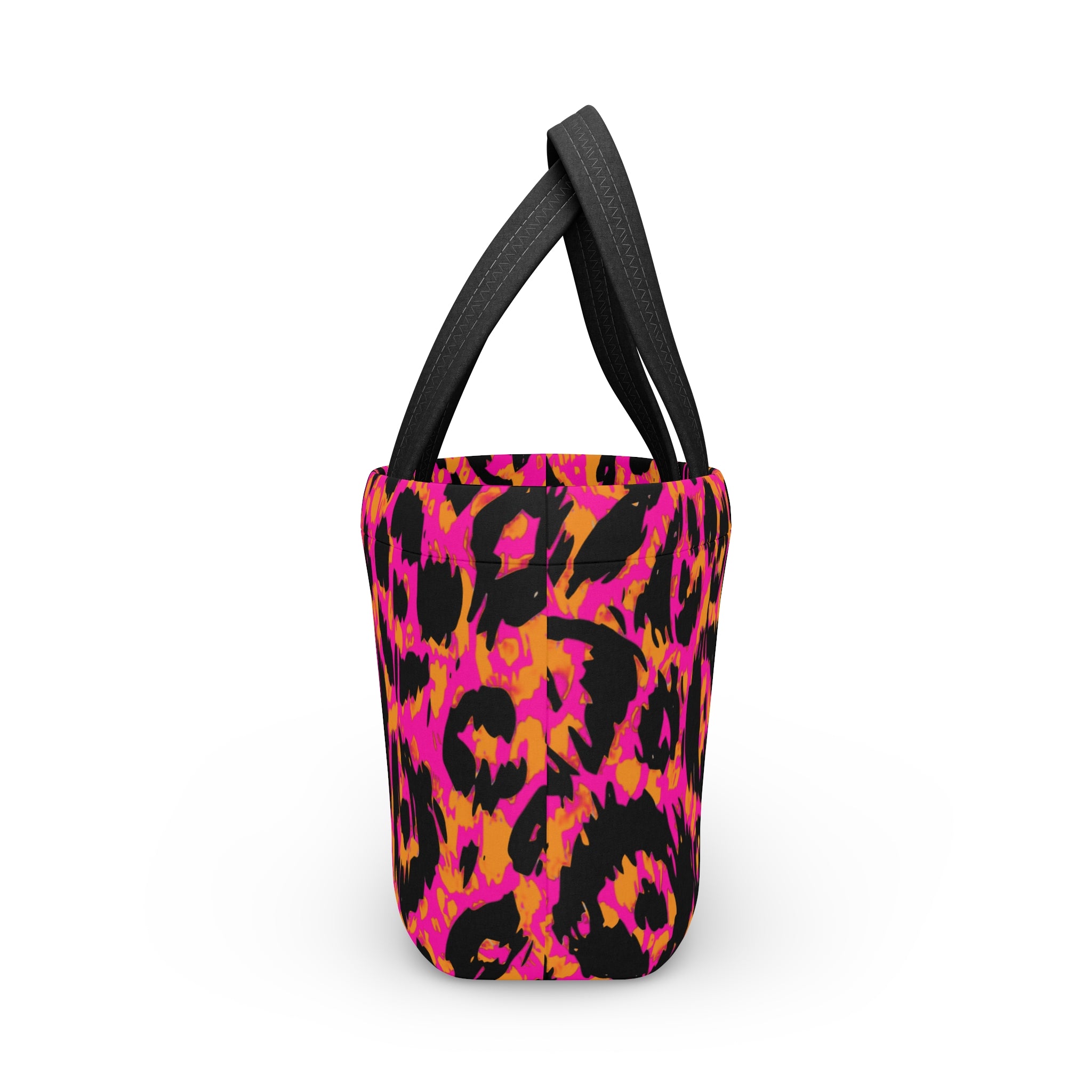 A Hot Pink & Orange Animal Print Insulated Tote/lunch bag
