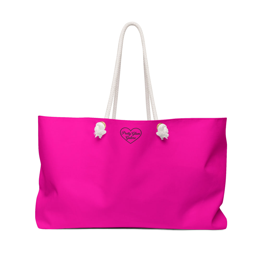 Hot Pink Weekender Bag — Heart Logo Canvas Travel Tote