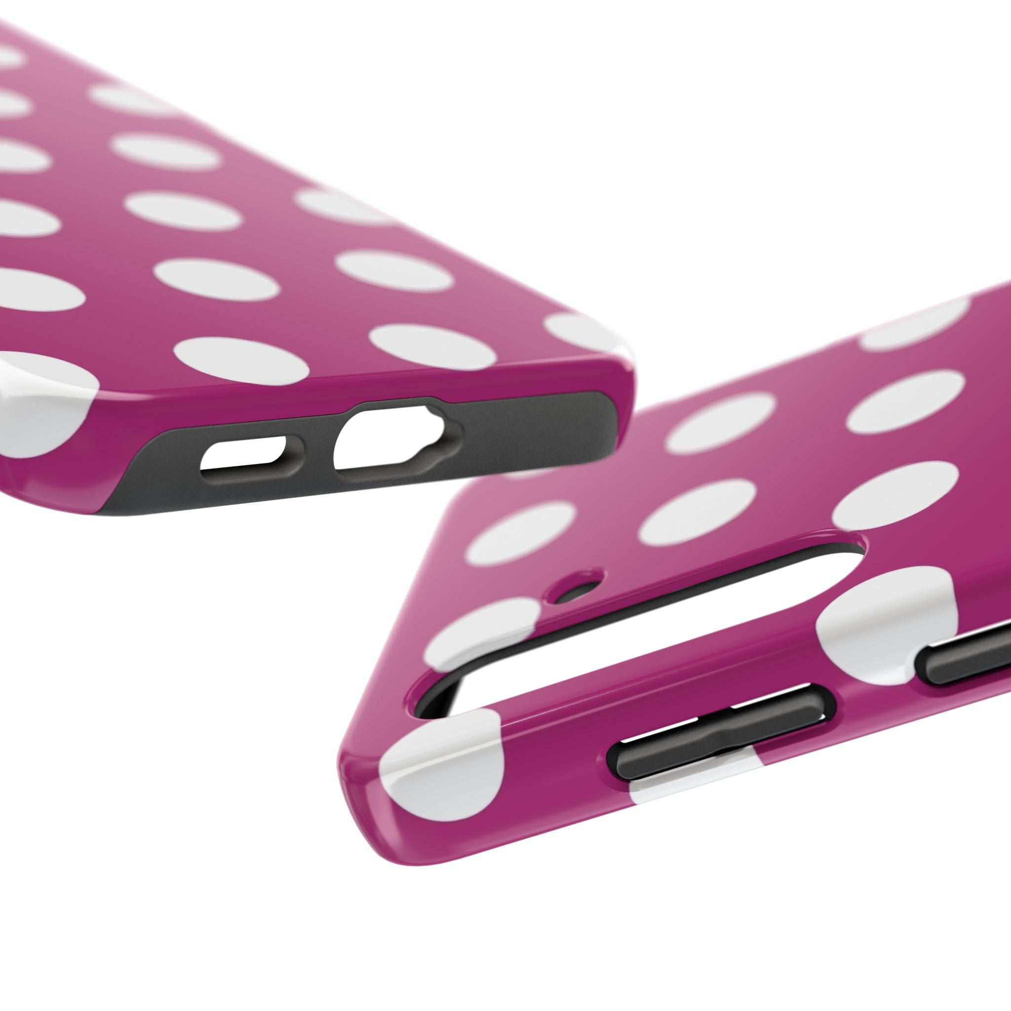 Magenta Polka Dot Tough Phone Case — Durable Protective Cover with White Dots