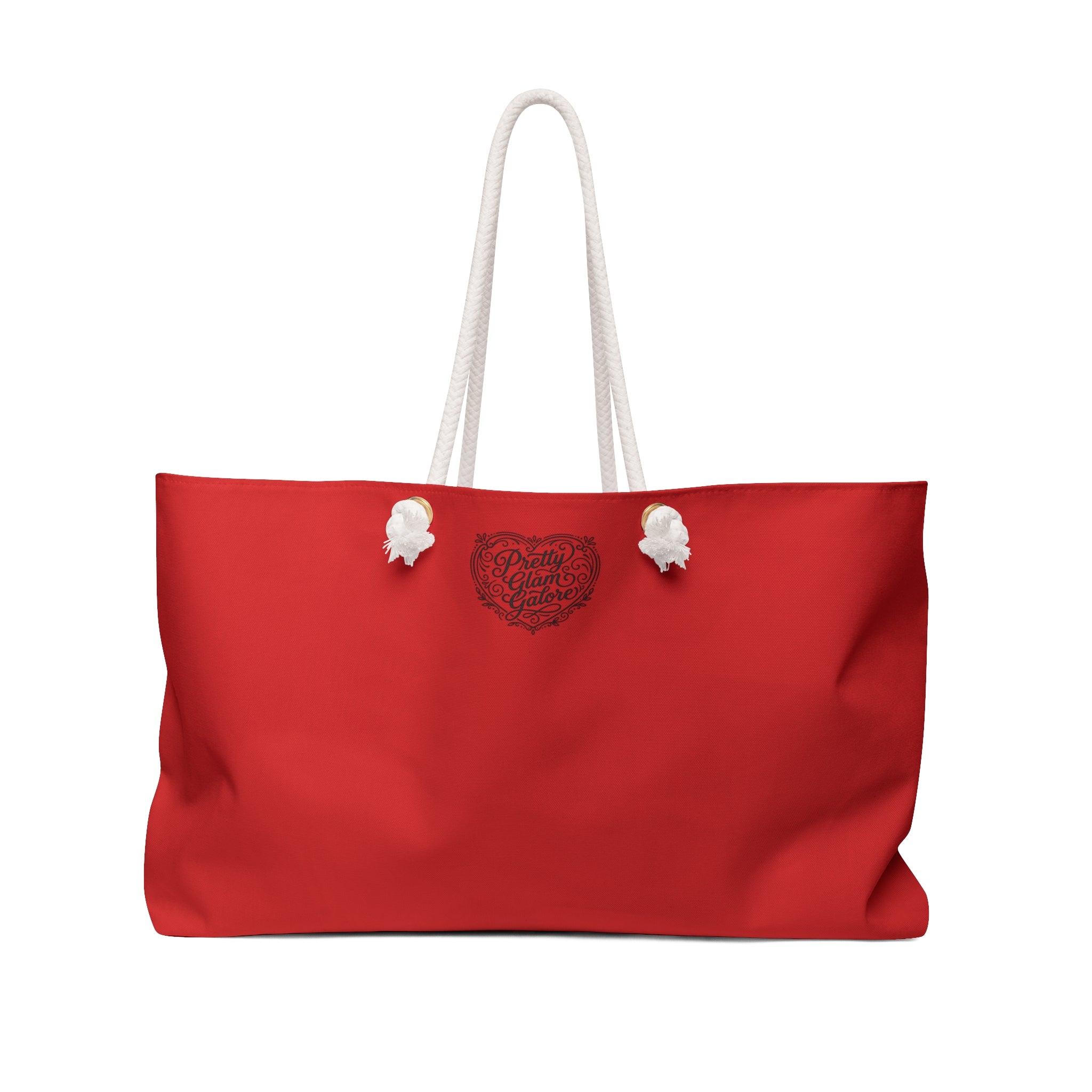 Red Heart Weekender Bag - Large Rope Handle Travel Tote