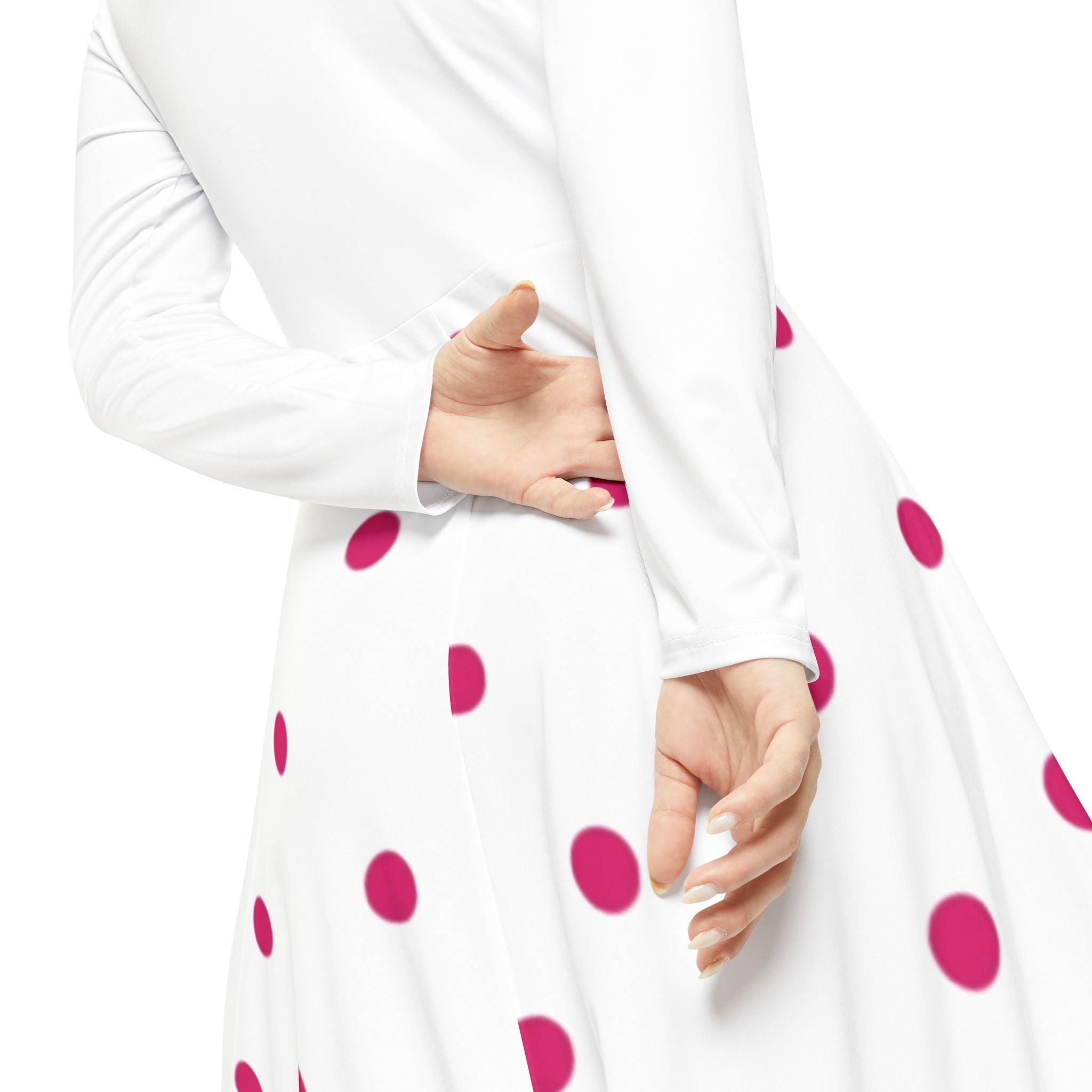 Polka Dot Long Sleeve Dance Dress — Flowy A-Line Women’s Performance Dress