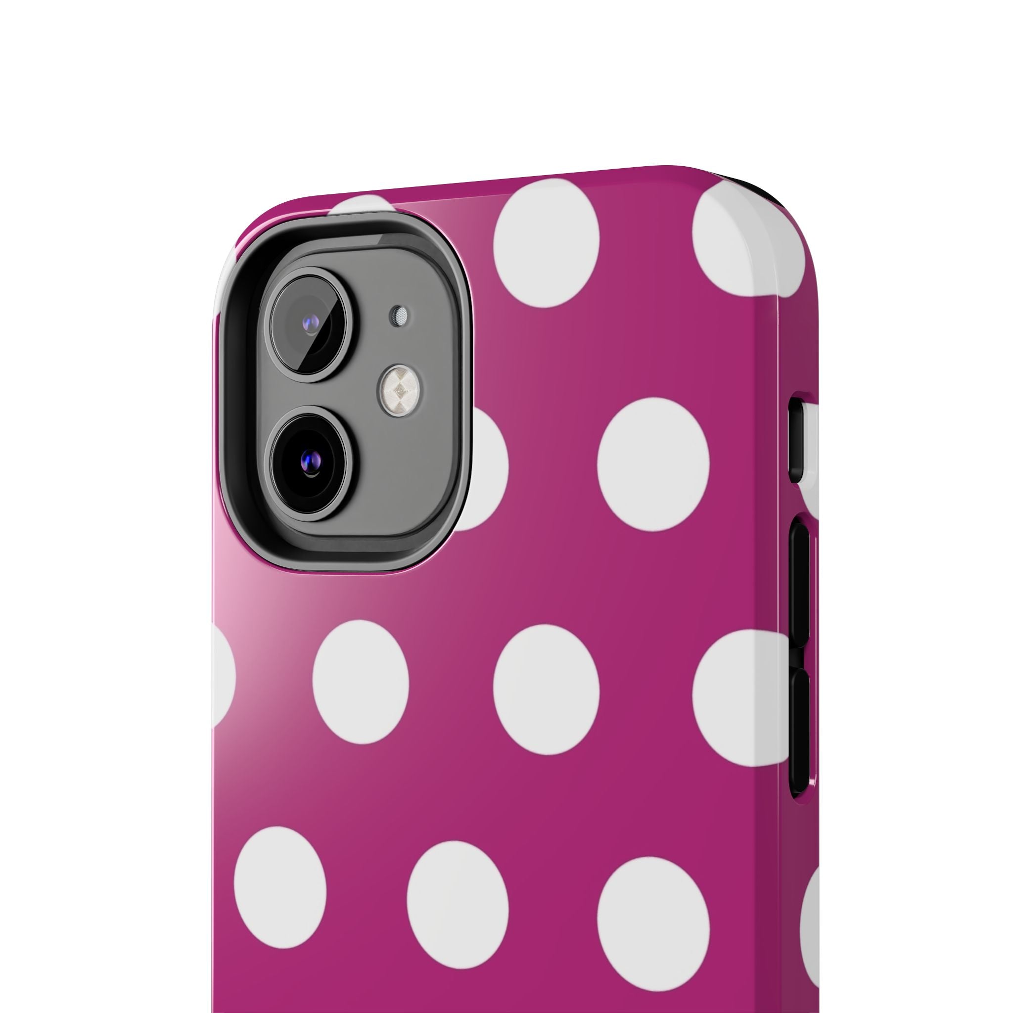 Magenta Polka Dot Tough Phone Case — Durable Protective Cover with White Dots