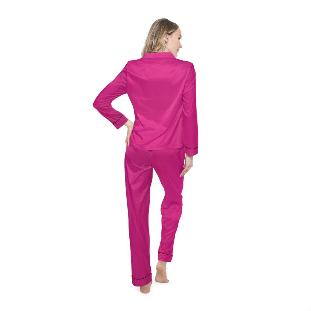 Women's Hot Pink Satin Pajama Set — Luxe Sleepwear Two-Piece