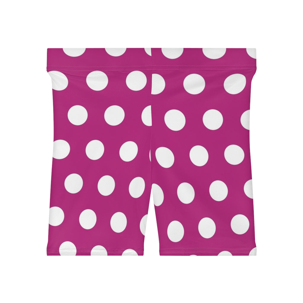 Pink Polka Dot Biker Shorts — Women's Stretch Activewear