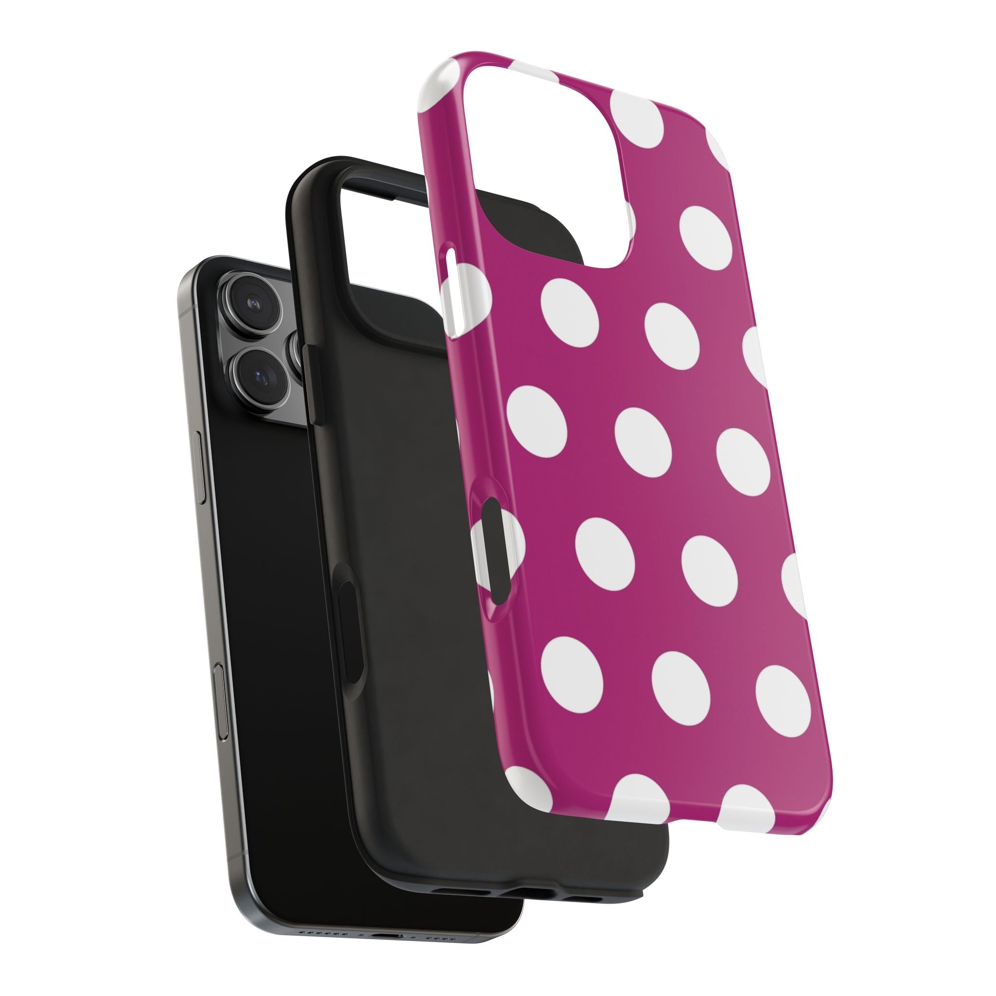Magenta Polka Dot Tough Phone Case — Durable Protective Cover with White Dots