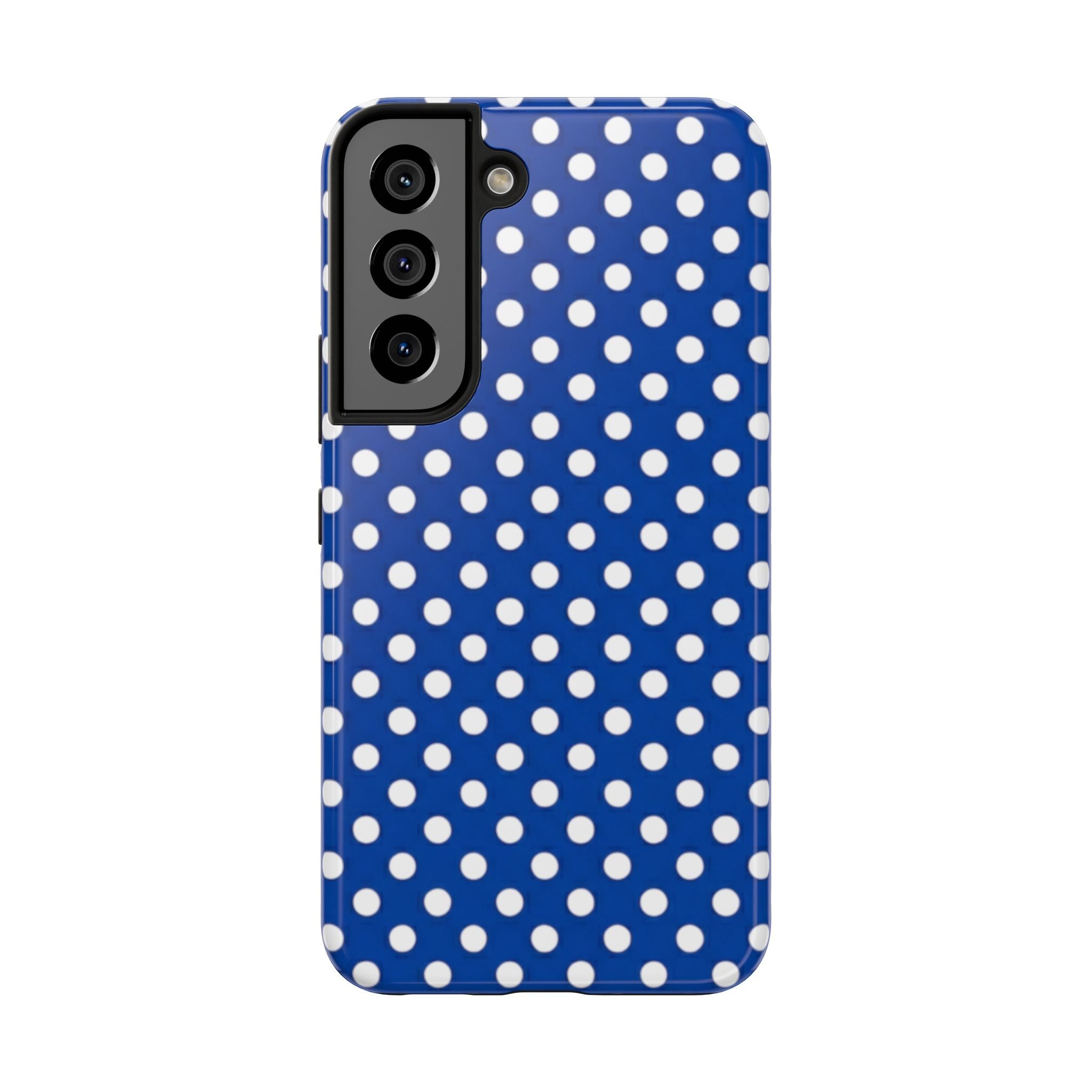 Polka Dot Tough Phone Case — Navy Blue White Dot Protective Phone Cover