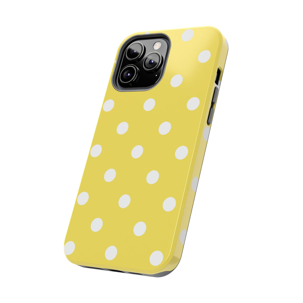 Yellow Polka Dot Tough Phone Case — Cute Protective Phone Cover