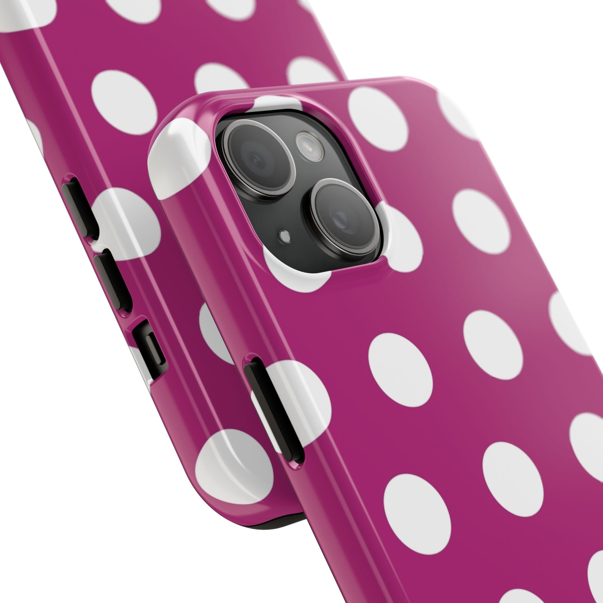 Magenta Polka Dot Tough Phone Case — Durable Protective Cover with White Dots