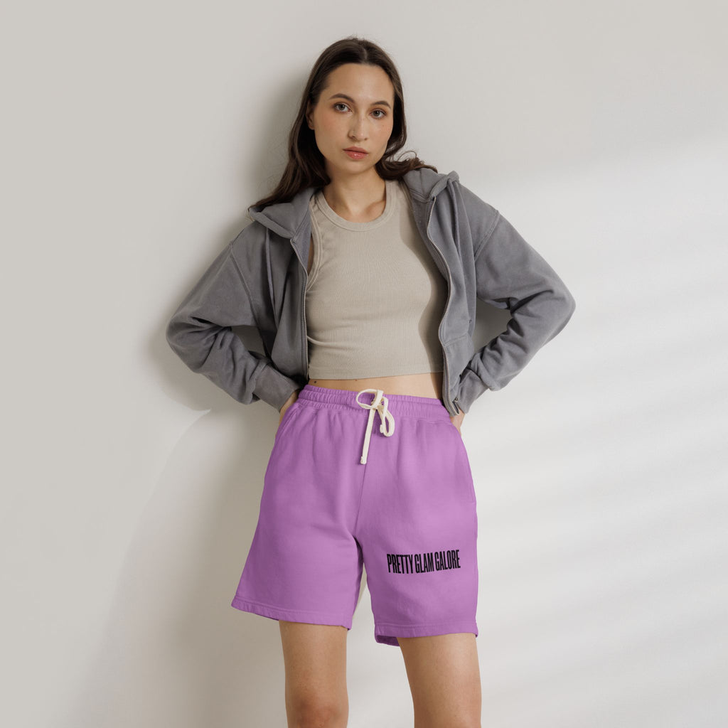 Pretty Glam Galore Fleece Sweat Shorts — Lightweight Garment-Dyed Lounge Shorts
