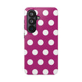 Magenta Polka Dot Tough Phone Case — Durable Protective Cover with White Dots