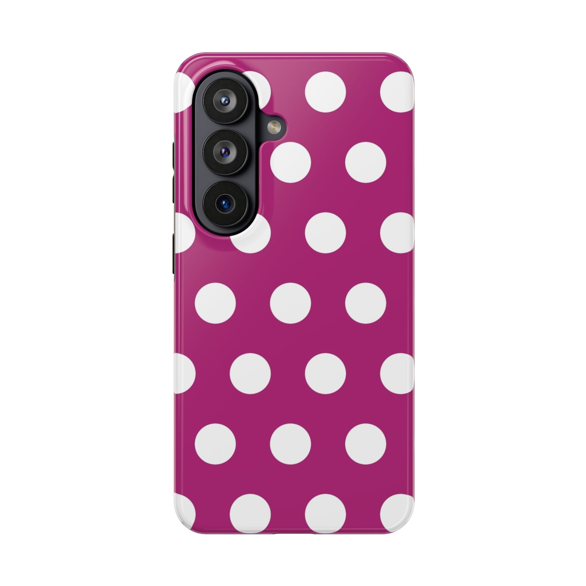 Magenta Polka Dot Tough Phone Case — Durable Protective Cover with White Dots