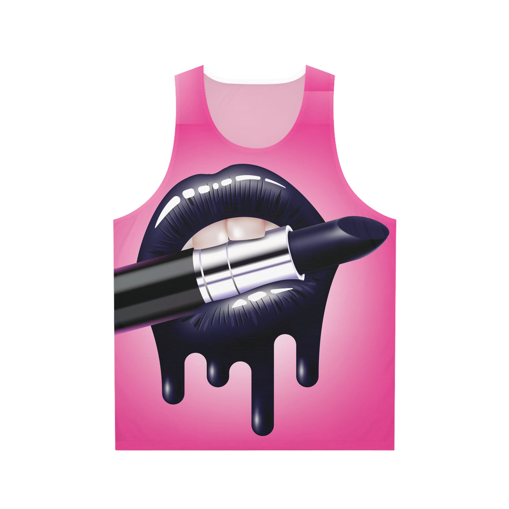 Black Drip Lipstick Tank Top – Bold Makeup Graphic All-Over Print