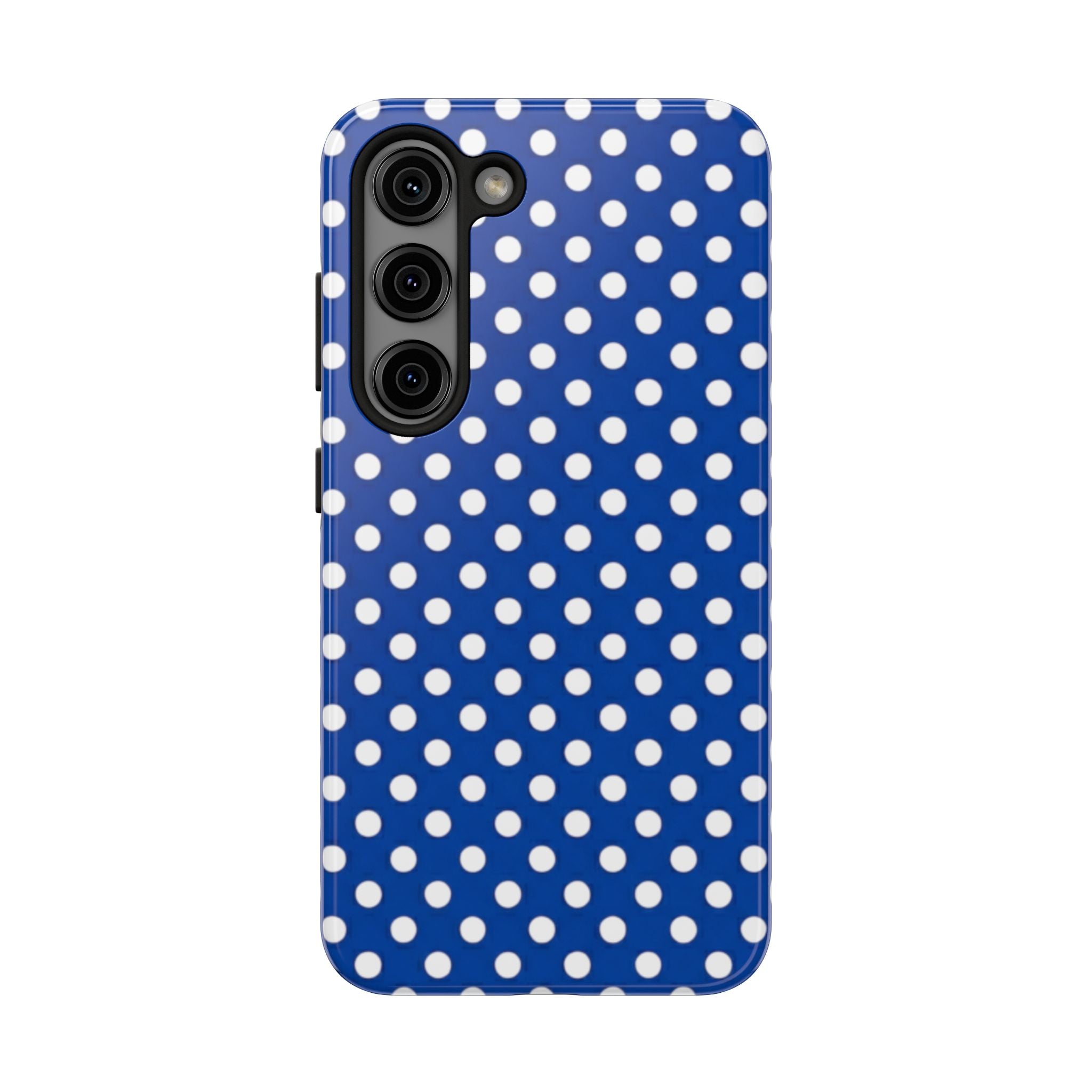 Polka Dot Tough Phone Case — Navy Blue White Dot Protective Phone Cover