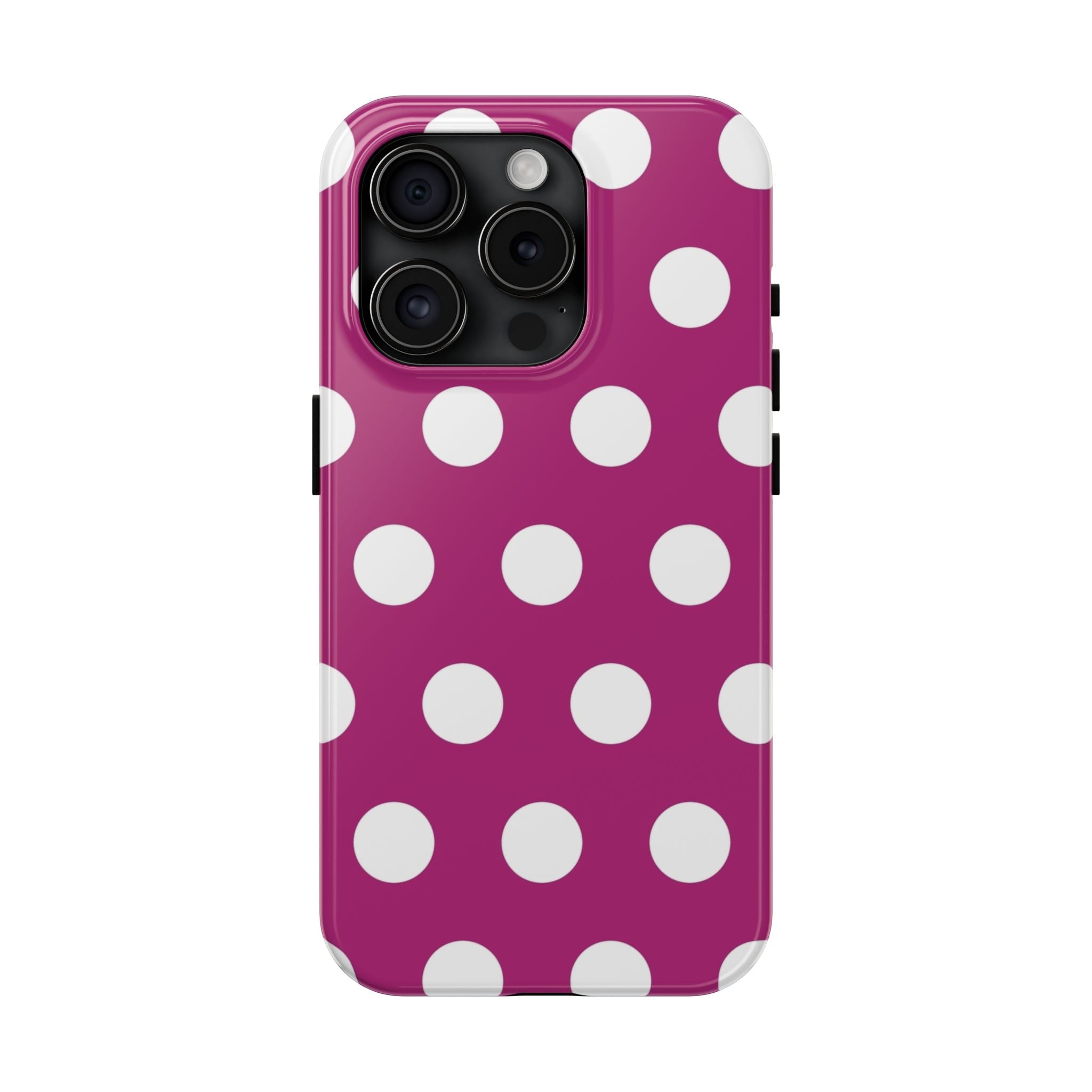 Magenta Polka Dot Tough Phone Case — Durable Protective Cover with White Dots