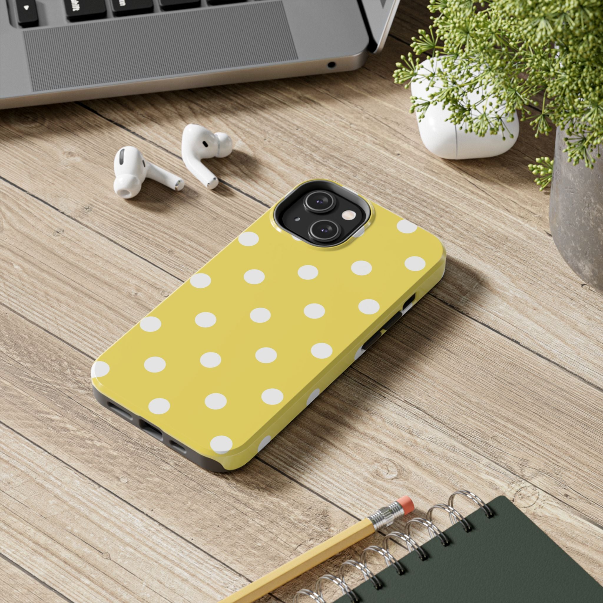 Yellow Polka Dot Tough Phone Case — Cute Protective Phone Cover