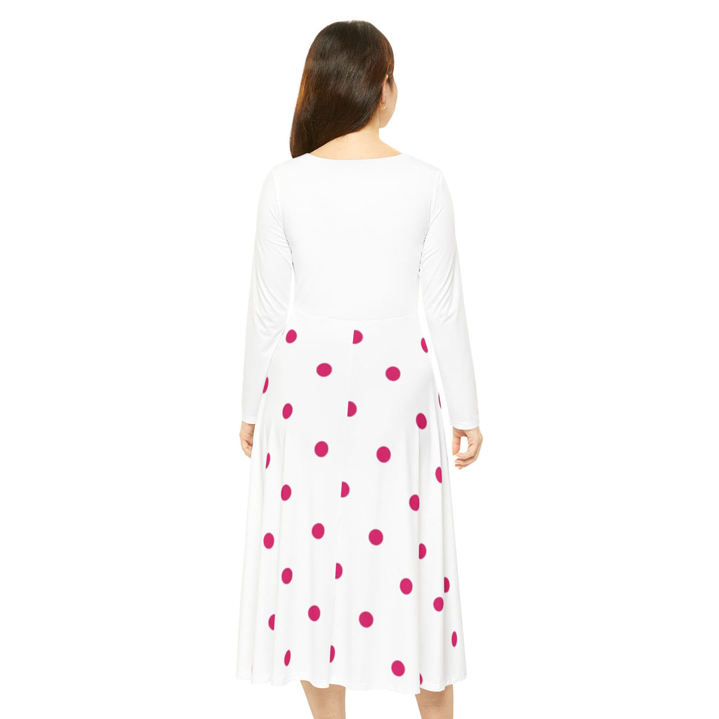 Polka Dot Long Sleeve Dance Dress — Flowy A-Line Women’s Performance Dress