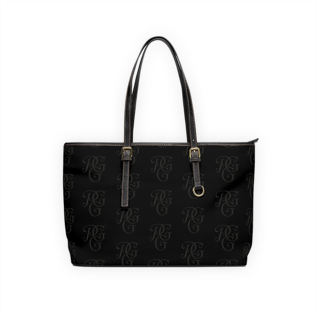Black PU Leather Monogram Shoulder Bag