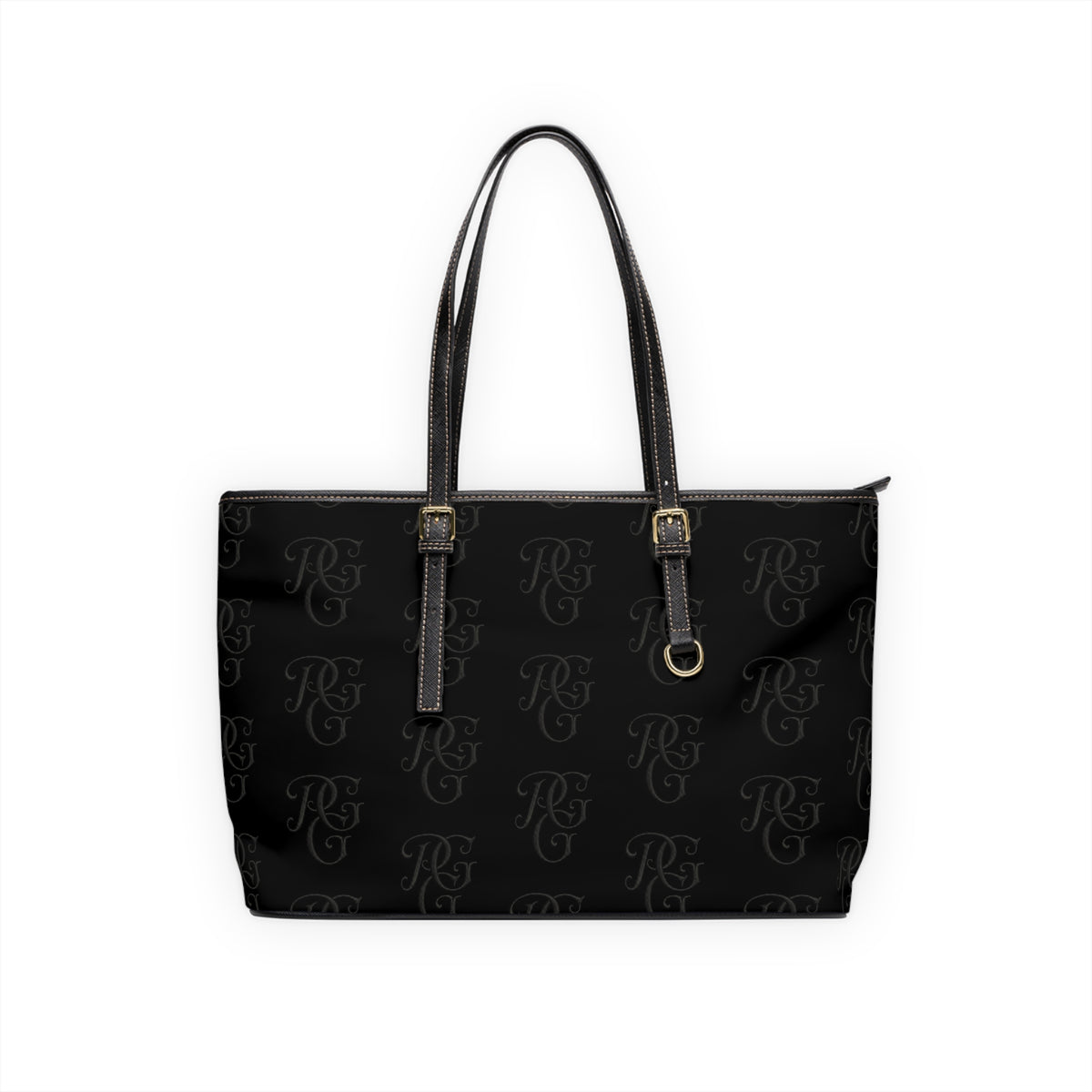 Black PU Leather Monogram Shoulder Bag